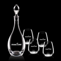 32 Oz. Malvern Crystalline Decanter w/ 4 Stemless Wine Glasses